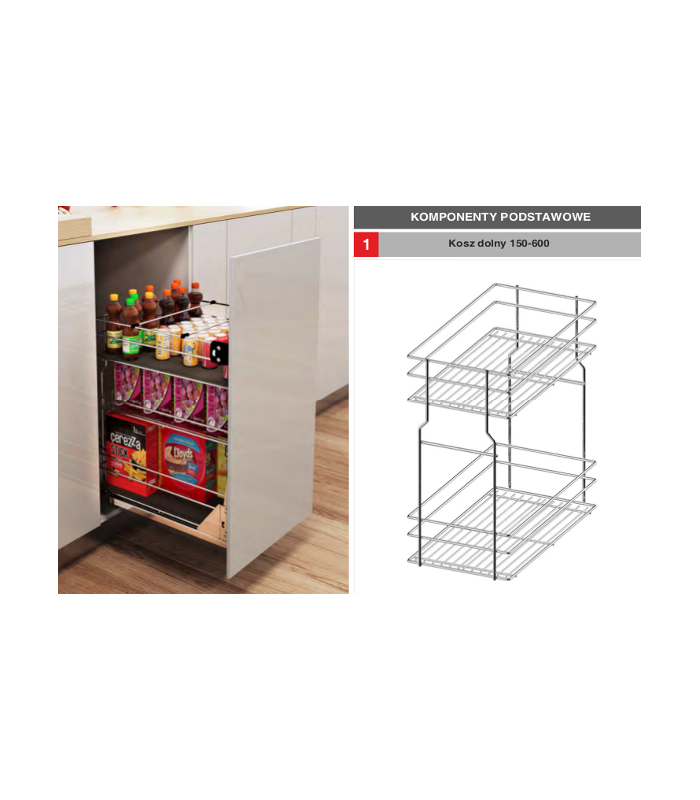 VARIANT MULTI Kosz dolny cargo mini 400 L-450 metal efekt chrom