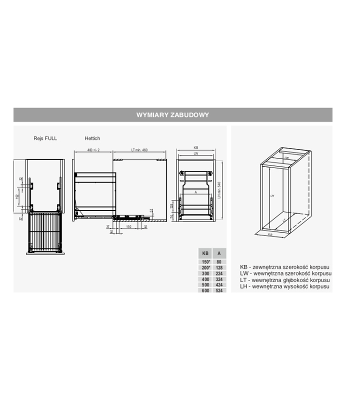 VARIANT MULTI Kosz dolny cargo mini 400 L-450 metal efekt chrom
