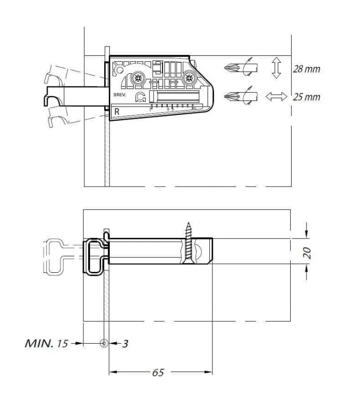 CAMAR - 2 szt. zawieszka (L+P) + 2 szt. zaślepka biała plastikowa (L+P)