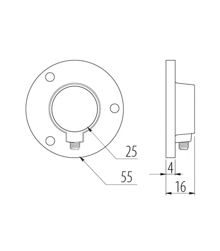 Rozetka fi 25 stalowa (czarna) 2szt