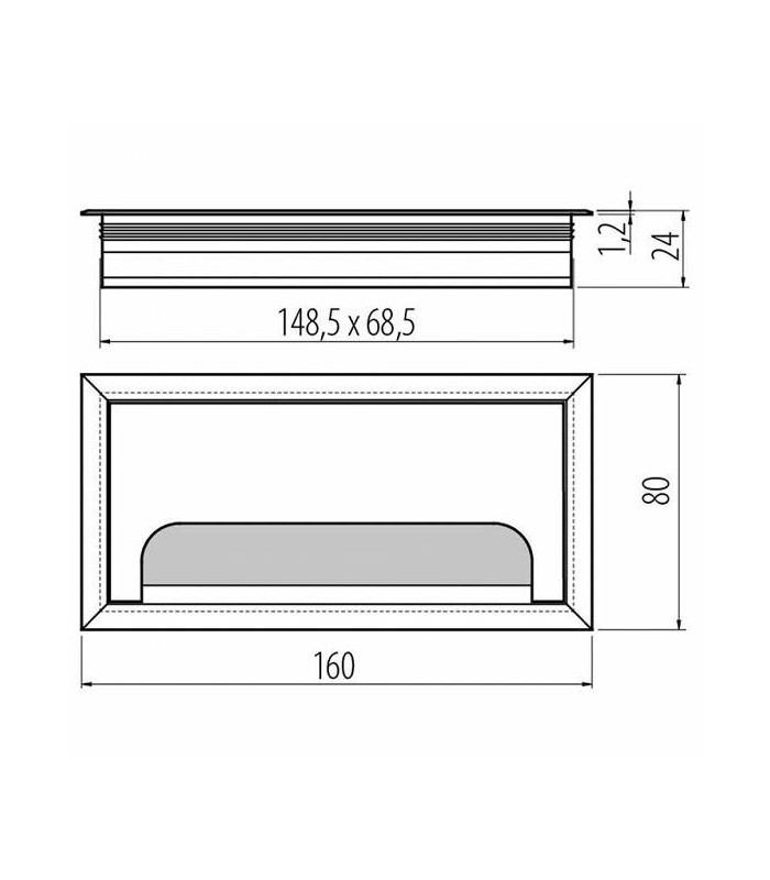 Przepust kablowy Merida, 80x160mm, anodowany na czarno