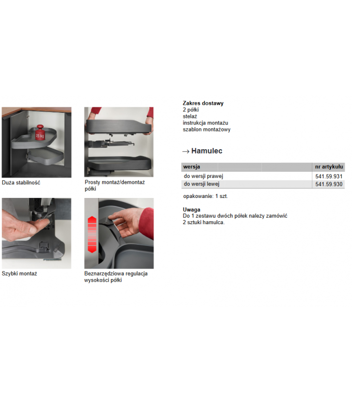 Półka narożna Trigon 450mm prawa antracyt
