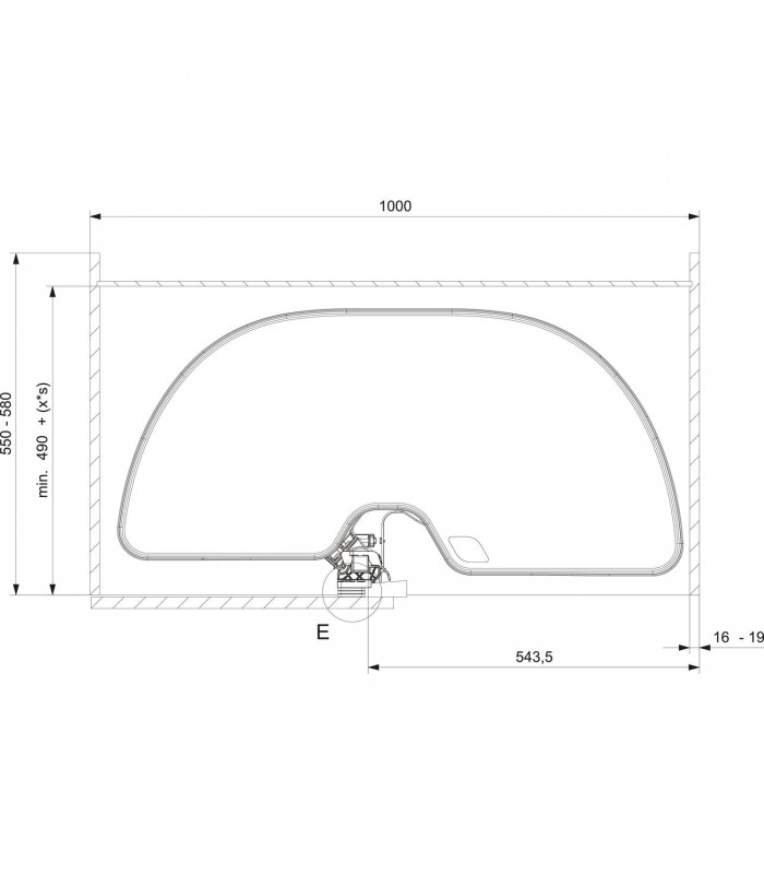 Półka narożna Trigon 500mm prawa antracyt