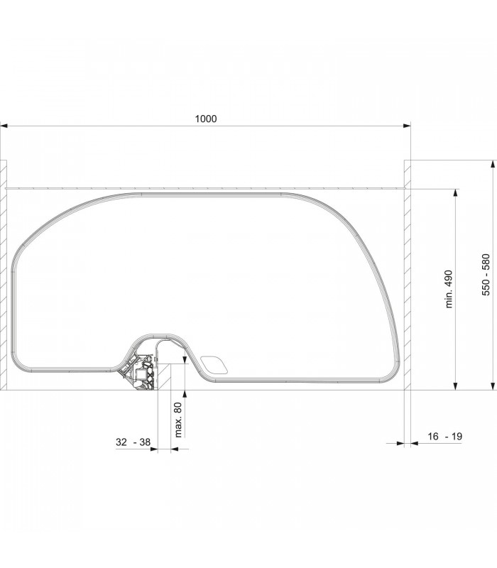 Półka narożna Trigon 600mm lewa antracyt