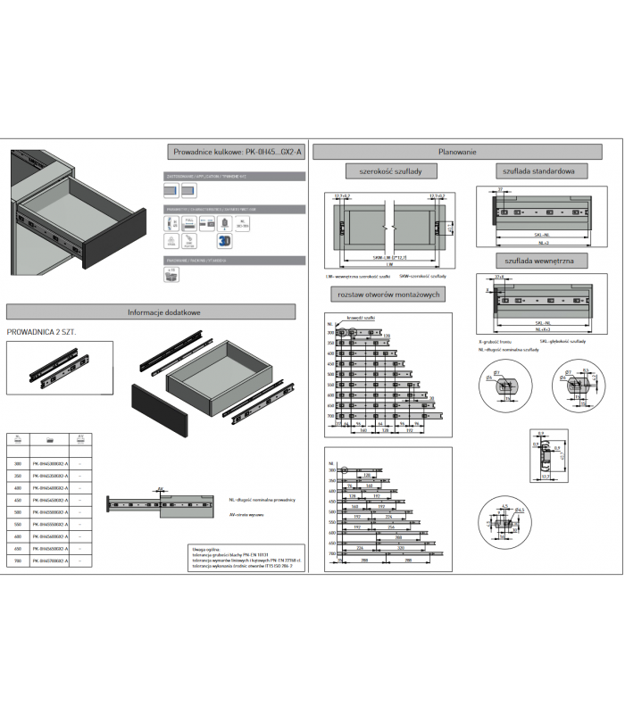 Prowadnica kulkowa H-45 L-650mm