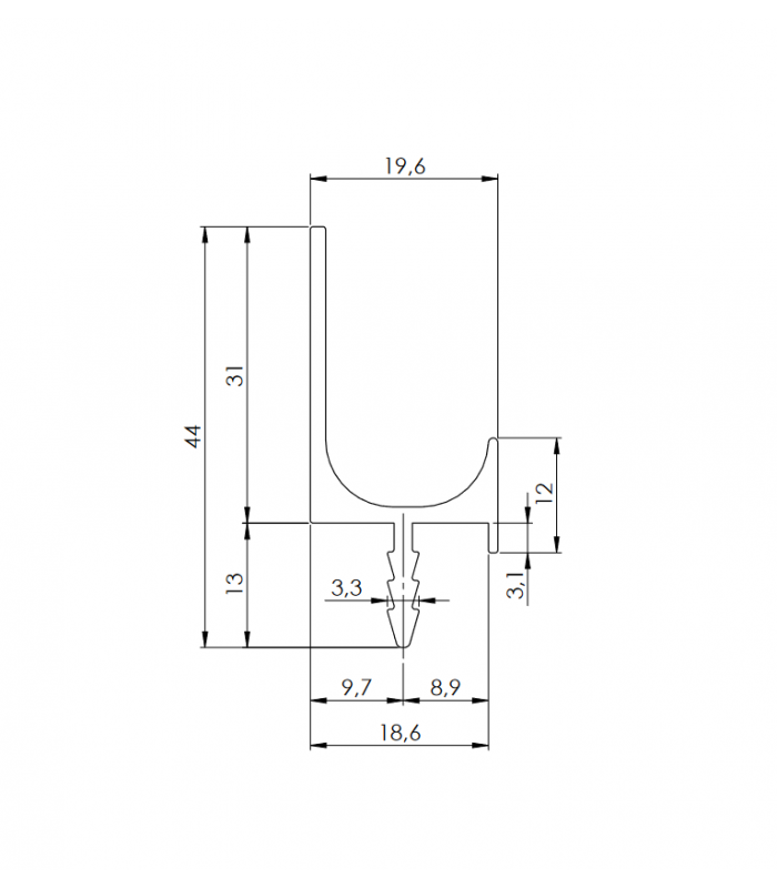 TULIP Nabijany uchwyt L - Juvio II 2900 mm aluminium 276815