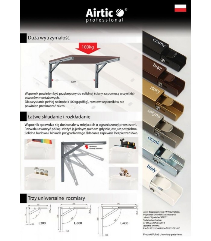 Kątownik składany L300 czarny