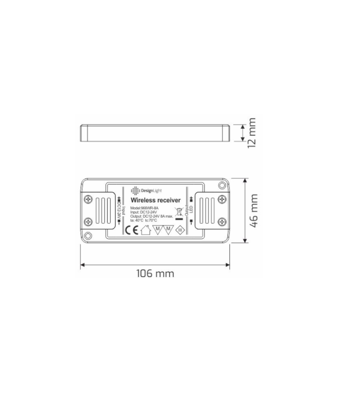 OLI wyłącznik dotykowy RF, zestaw 1 pkt (sterownik+sensor) 12-24V DC, max 8A, SENSOR CZARNY