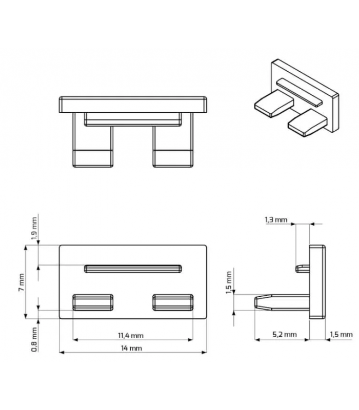 Zaślepka szara 7x14mm do LINE MINI ver 02
