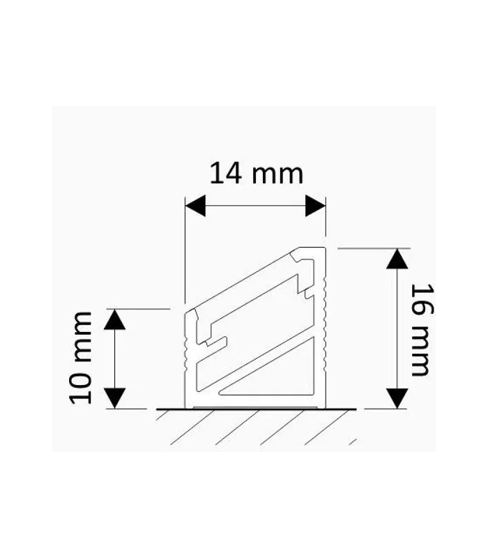 PROFIL TRILINE MINI 2M, KĄTOWY ALUMINIUM MLECZNY, z wciśniętą osłonką
