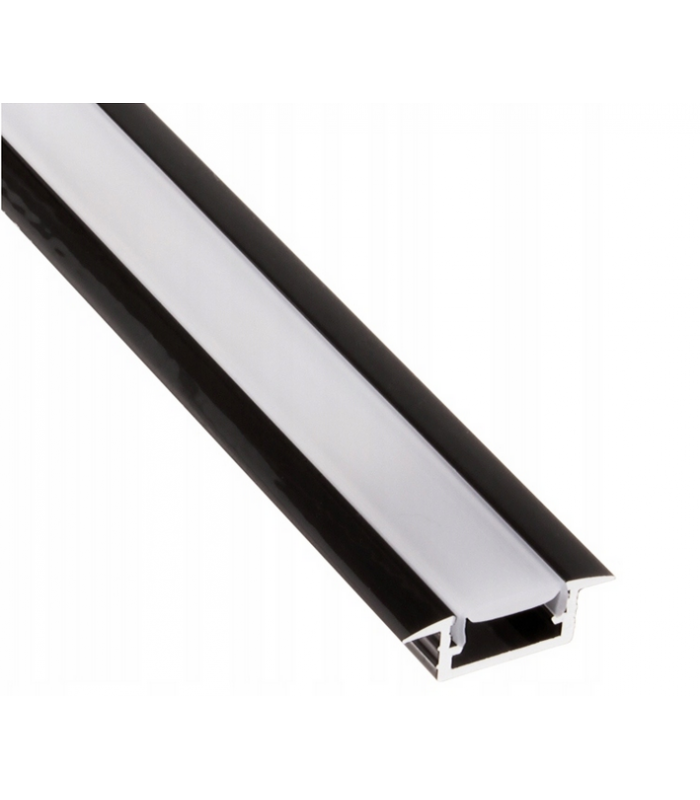 PROFIL INLINE MINI XL LED 2M, WPUSZCZANY CZARNY, klosz OPAL