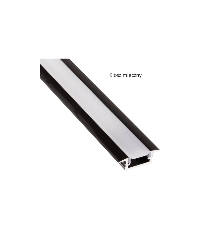 PROFIL INLINE MINI XL LED 3M, CZARNY WPUSZCZANY MLECZNY OSŁONKA WCISKANA