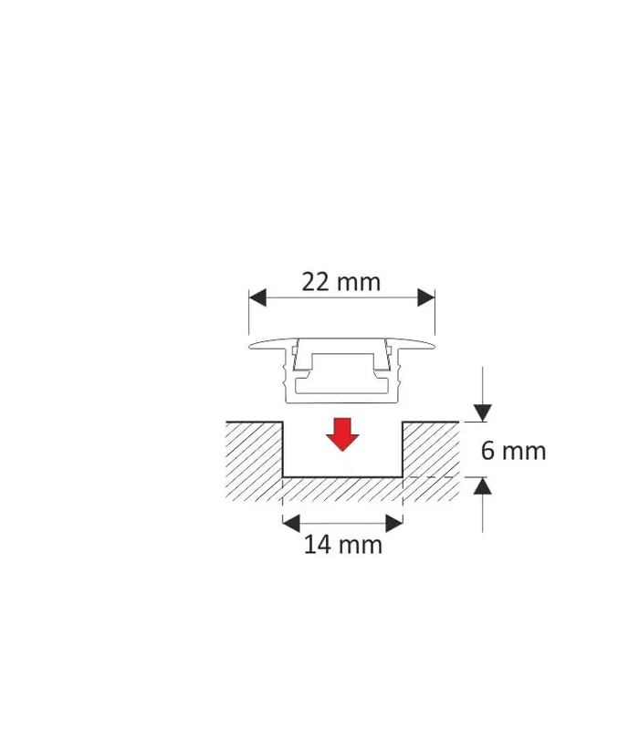 PROFIL INLINE MINI XL LED 3M, CZARNY WPUSZCZANY MLECZNY OSŁONKA WCISKANA