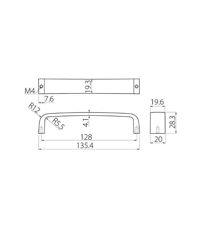 Uchwyt G133 L-128mm aluminium