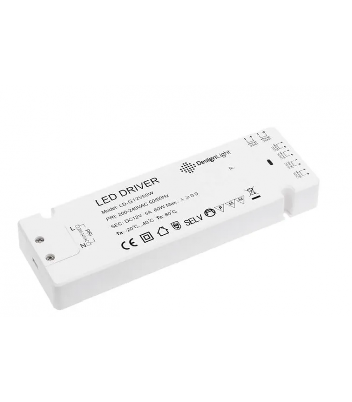 Zasilacz do LED model LD, 60W, 12VDC z 6 gniazdami mini