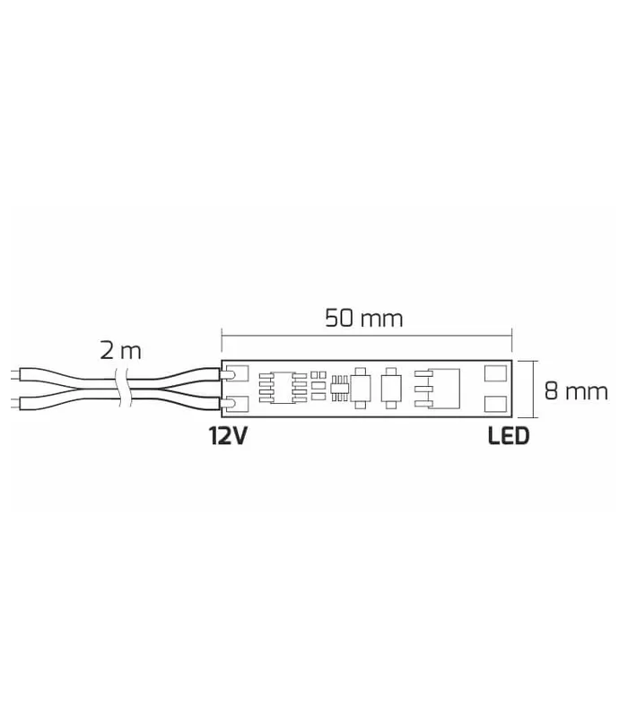 Wyłącznik PŁYTKA XC60 12/24VDC/5A z 2m przewodem do profilu LINE MINI z niebieskim LED