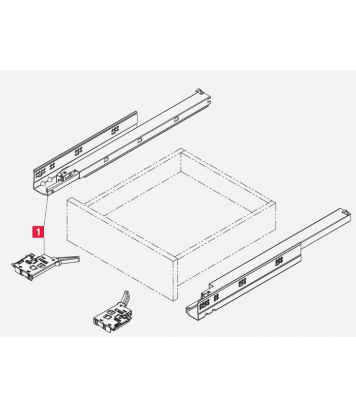 Prowadnica COMFORT SLIDE 3D L-600, pełen wysuw z dociągiem