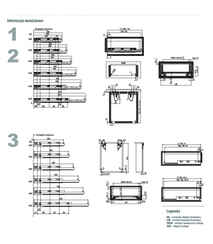 Prowadnica COMFORT SLIDE PLUS 40kg 3D pełen wysuw push-open L-350