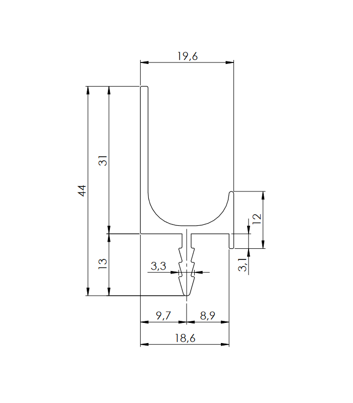TULIP Nabijany uchwyt L-Juvio II 2900 mm czarny mat 466365