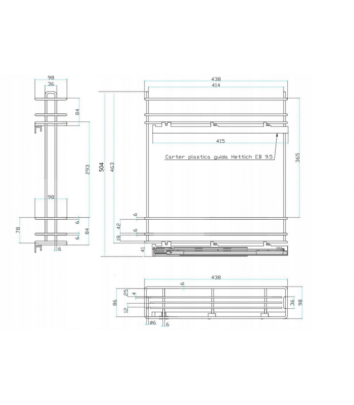 Cargo chrom, Prawe do szafy 15, Hettich pełny wysuw cichy domy