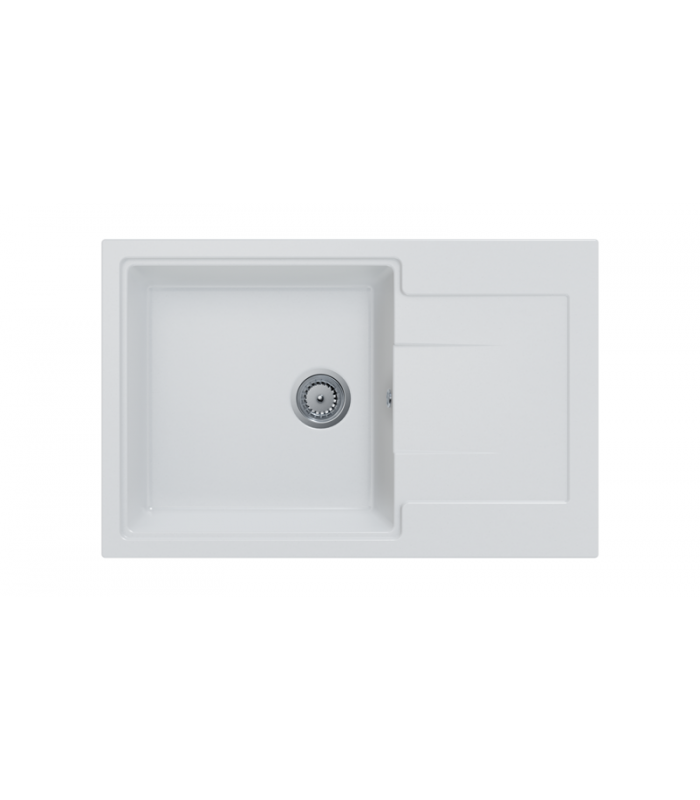 Zlewozmywak granitowy DURAN, 780x500mm głębsza komora (zestaw: zlew,syfon przyścienny klasyczny/syfon automatyczny przyścienny)