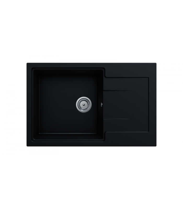 Zlewozmywak granitowy DURAN, 780x500mm głębsza komora (zestaw: zlew,syfon przyścienny klasyczny/syfon automatyczny przyścienny)