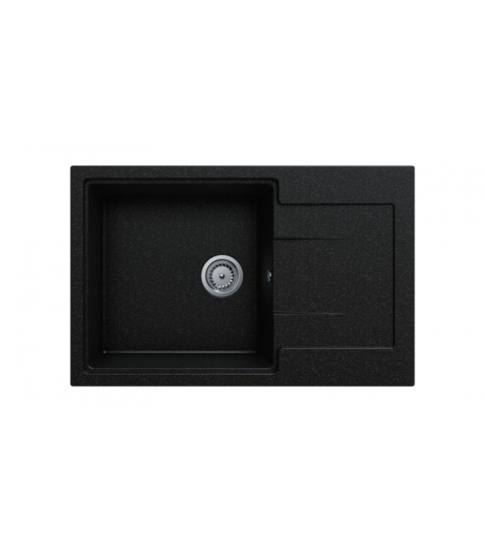 Zlewozmywak granitowy DURAN, 780x500mm głębsza komora (zestaw: zlew,syfon przyścienny klasyczny/syfon automatyczny przyścienny)