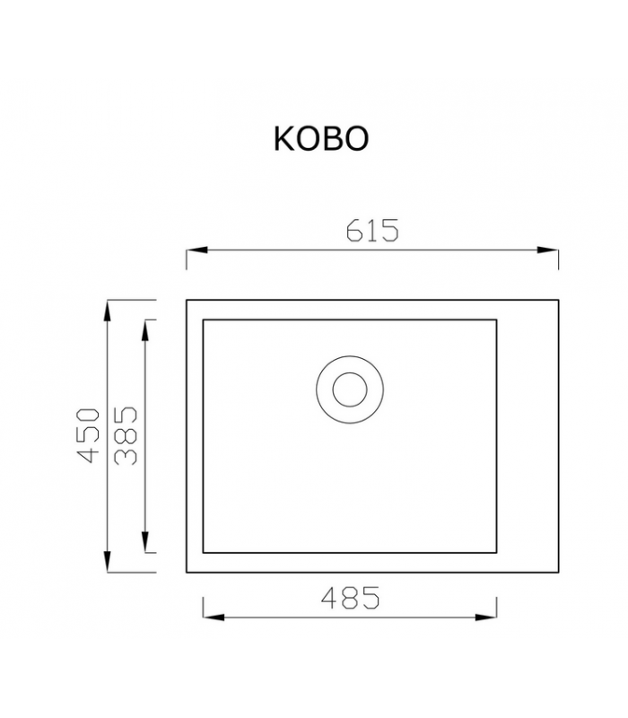Zlewozmywak granitowy KOBO, 615x450mm (zestaw: zlew,syfon przyścienny klasyczny/syfon automatyczny przyścienny)