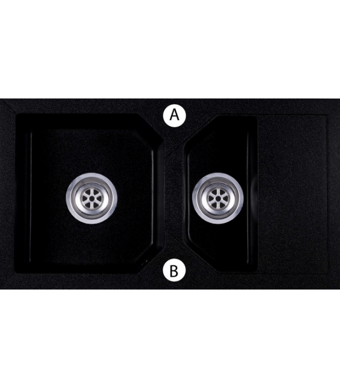 Zlewozmywak granitowy LIBELL, 760x425mm (zestaw: zlew,syfon przyścienny klasyczny/syfon automatyczny przyścienny)