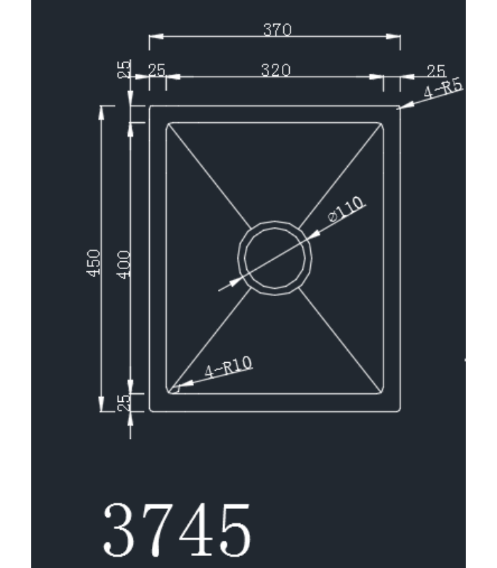 Zlewozmywak stalowy HD3745B GRAFIT PVD, sposób montażu: podwieszany bądź wpuszczany 370x450mm (zestaw: zlew,syfon,mocowania)