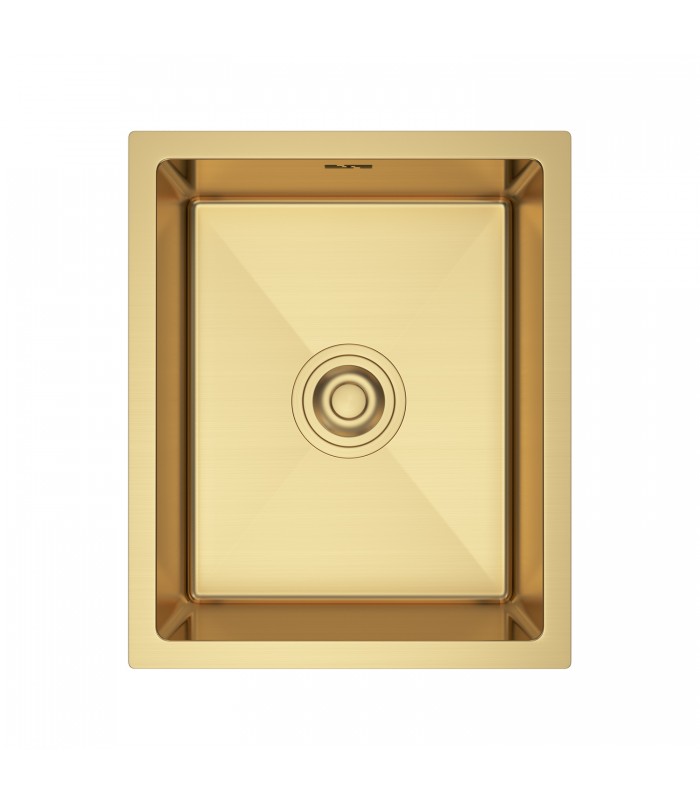 Zlewozmywak stalowy HD3745G GOLD PVD, sposób montażu: podwieszany bądź wpuszczany 370x450mm (zestaw: zlew,syfon,mocowania)