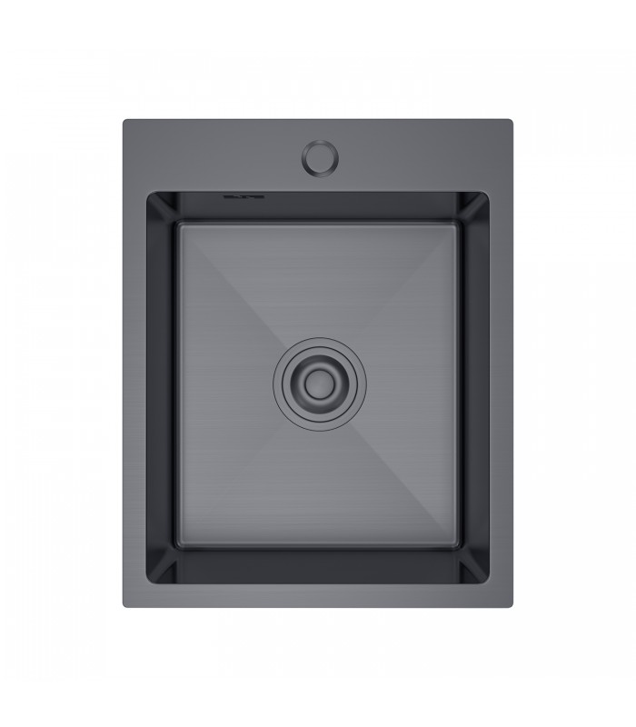 Zlewozmywak stalowy HD4050B GRAFIT PVD, sposób montażu: podwieszany bądź wpuszczany 400x500mm (zestaw: zlew,syfon,mocowania)