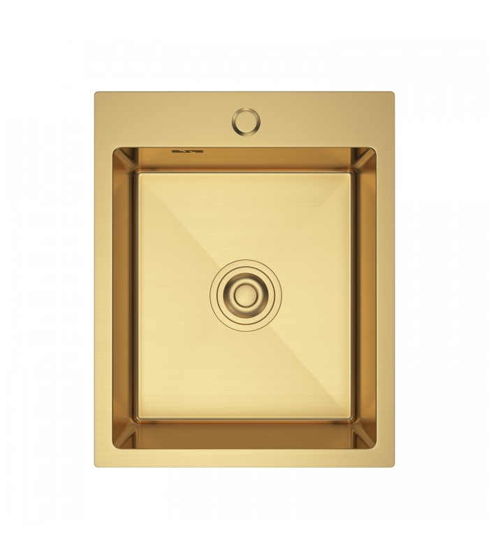 Zlewozmywak stalowy HD4050G GOLD PVD, sposób montażu: podwieszany bądź wpuszczany 400x500mm (zestaw: zlew,syfon,mocowania)