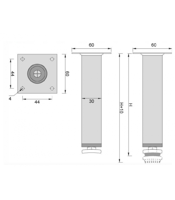 Nóżka meblowa DN-737 P H-100 P1 okrągła BIAŁA