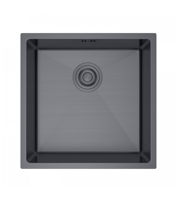 Zlewozmywak stalowy HD4444B GRAFIT PVD, sposób montażu: podwieszany bądź wpuszczany 440x440mm (zestaw: zlew,syfon,mocowania)