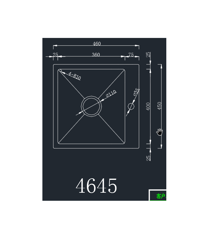Zlewozmywak stalowy HD4645B GARFIT PVD, sposób montażu: podwieszany bądź wpuszczany 460x450mm (zestaw: zlew,syfon,mocowania)