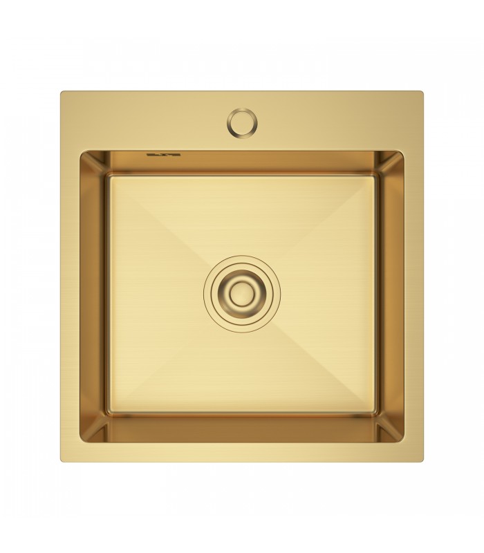 Zlewozmywak stalowy HD4645G GOLD PVD, sposób montażu: podwieszany bądź wpuszczany 460x450mm (zestaw: zlew,syfon,mocowania)