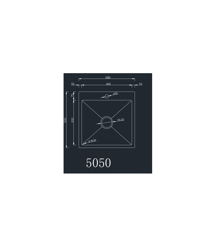 Zlewozmywak stalowy HD5050G GOLD PVD, sposób montażu: podwieszany bądź wpuszczany 500x500mm (zestaw: zlew,syfon,mocowania)