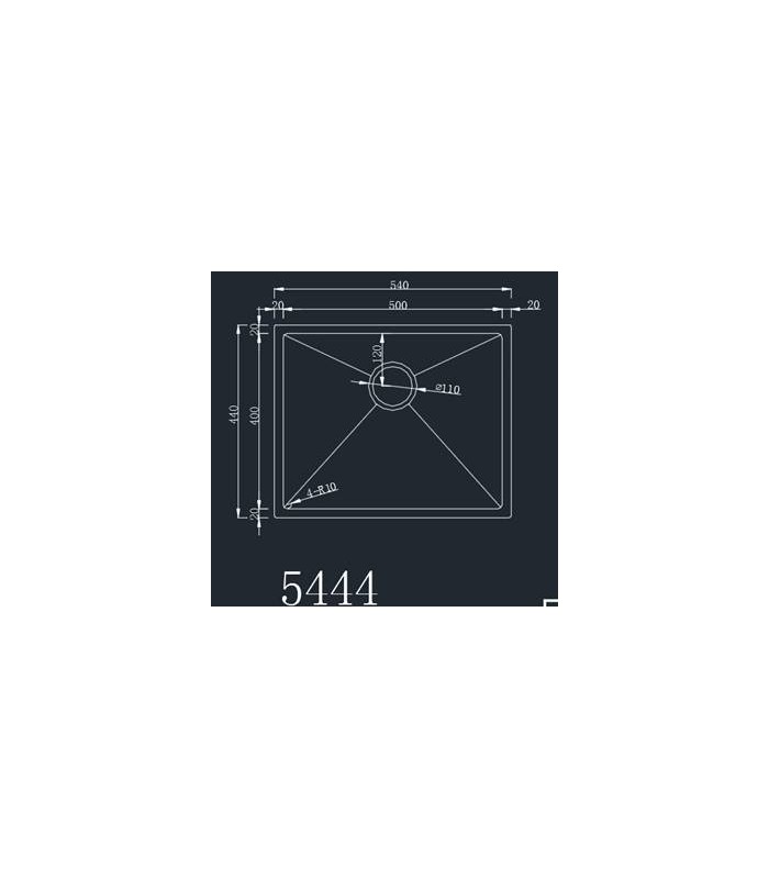 Zlewozmywak stalowy HD5444 INOX, sposób montażu: podwieszany bądź wpuszczany 540x440mm (zestaw: zlew,syfon,mocowania)