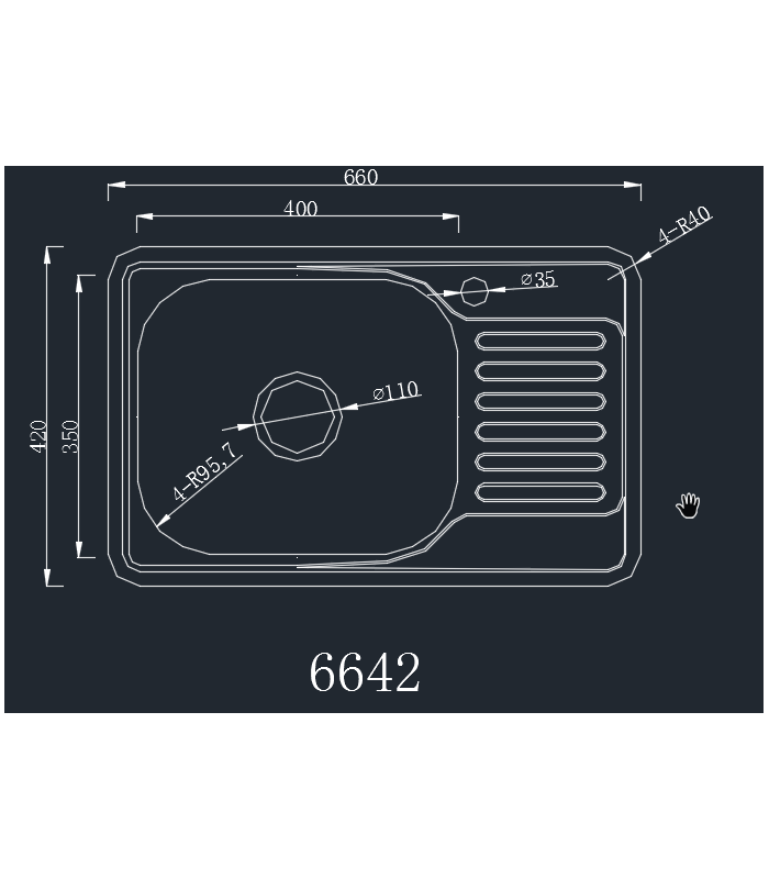 Zlewozmywak stalowy HD6642S INOX, sposób montażu: wpuszczany 660x420mm (zestaw:zlew,syfon)