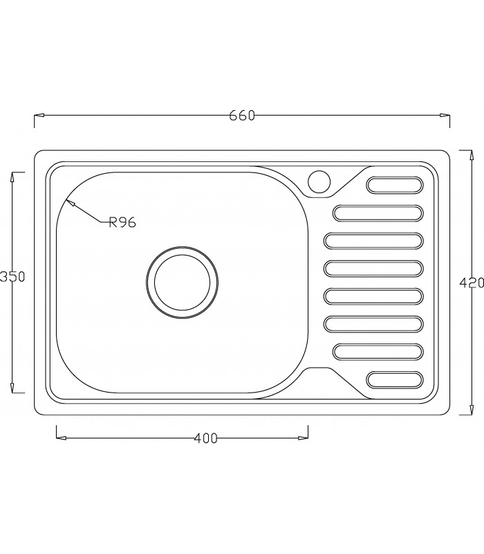 Zlewozmywak stalowy HD6642S INOX, sposób montażu: wpuszczany 660x420mm (zestaw:zlew,syfon)