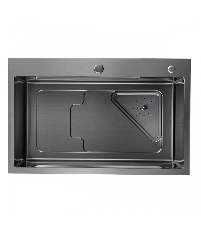 Zlewozmywak stalowy HD7246B GUNGREY, sposób montażu: wpuszczany bądź wpuszczany na równi z blatem 720x460mm