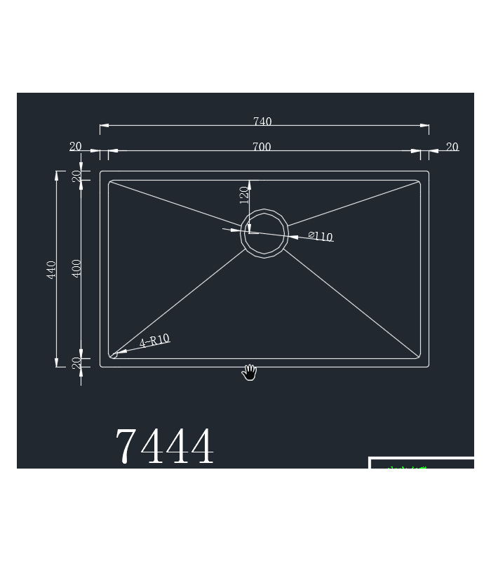 Zlewozmywak stalowy HD7444B GRAFIT PVD, sposób montażu: podwieszany bądź wpuszczany 740x440mm (zestaw: zlew,syfon,mocowania)