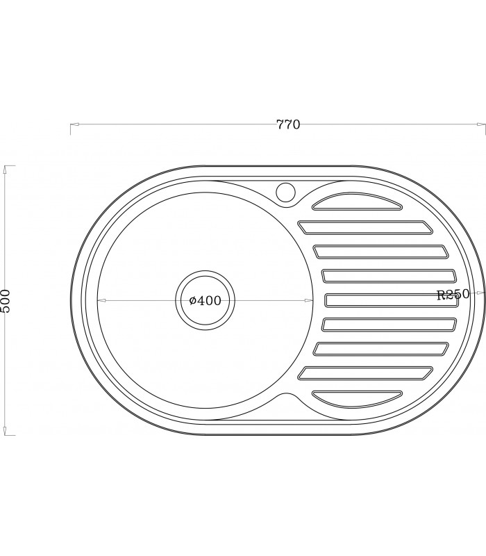 Zlewozmywak stalowy HD7750S INOX, sposób montażu: wpuszczany 770x500mm (zestaw:zlew,syfon)