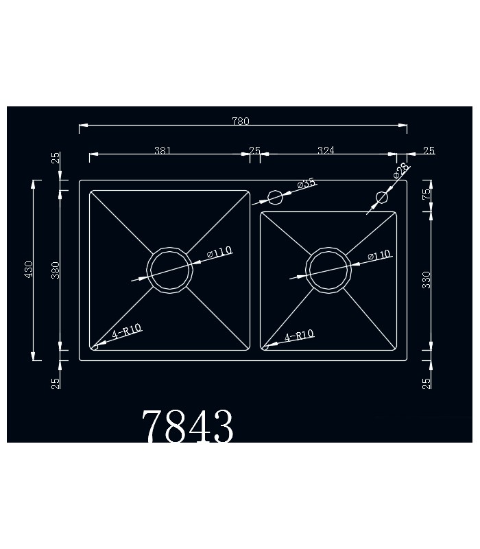 Zlewozmywak stalowy HD7843B GRAFIT PVD, sposób montażu: wpuszczany bądź wpuszczany na równi z blatem 780x430mm
