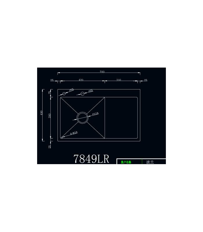 Zlewozmywak stalowy HD7849LG GOLD PVD, sposób montażu: wpuszczany bądź wpuszczany na równi z blatem 780x490mm