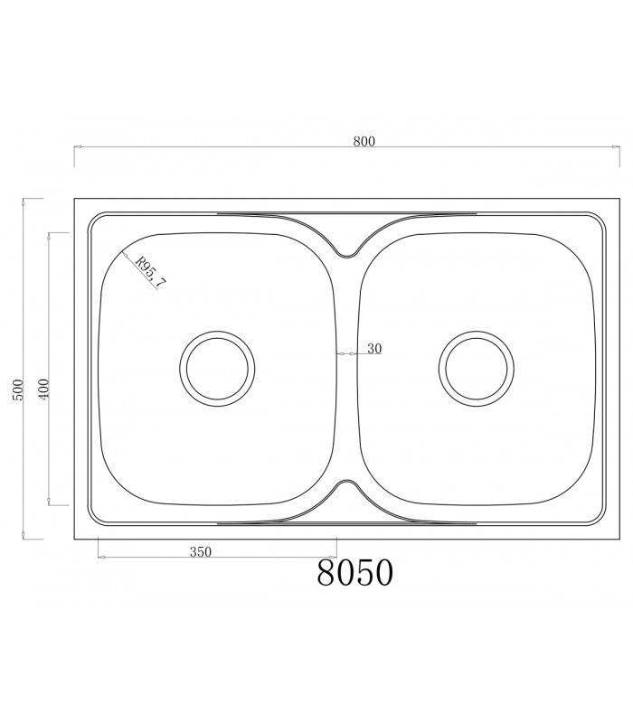 Zlewozmywak stalowy HD8050D INOX, sposób montażu: wpuszczany 800x500mm (zestaw:zlew,syfon)