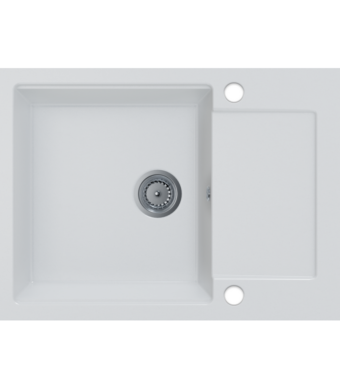 Zlewozmywak granitowy UNITO, 680x500mm głębsza komora (zestaw: zlew,syfon przyścienny klasyczny/syfon automatyczny przyścienny)