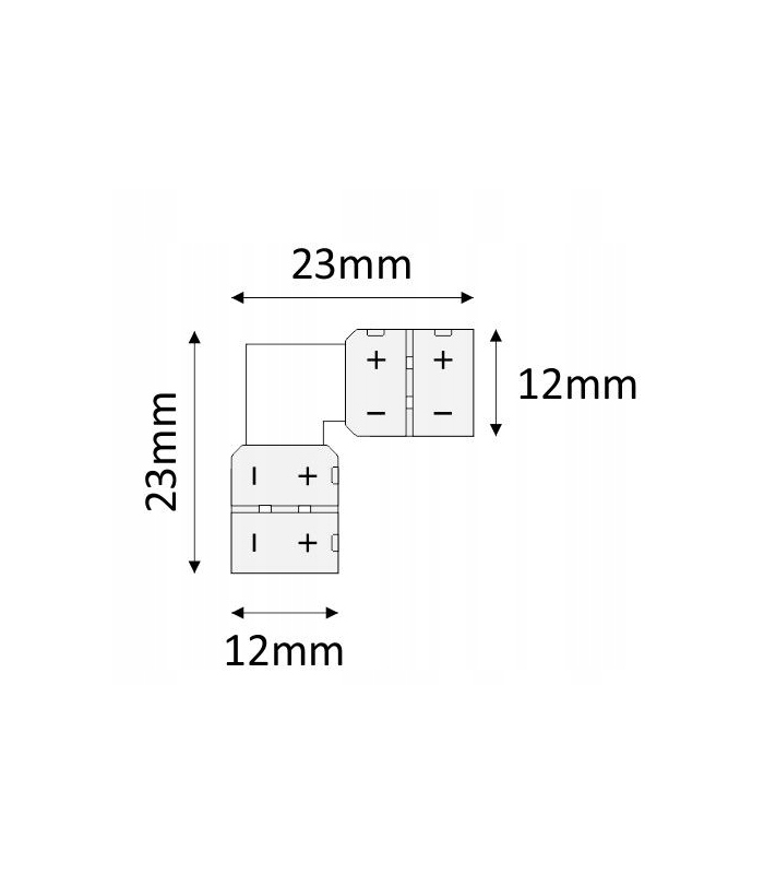 Mikrokonektor 8mm kształt L do łączenia 2 taśm led 8mm