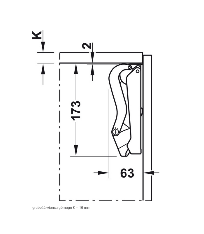 Okucie do klapy jednoczęściowej podnoszonej,  Free space 1.11 B biały